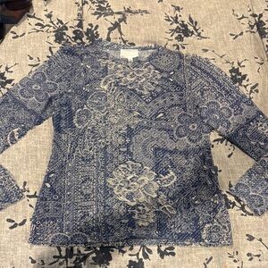 Jade Johnny Was Blue and Cream Floral Top